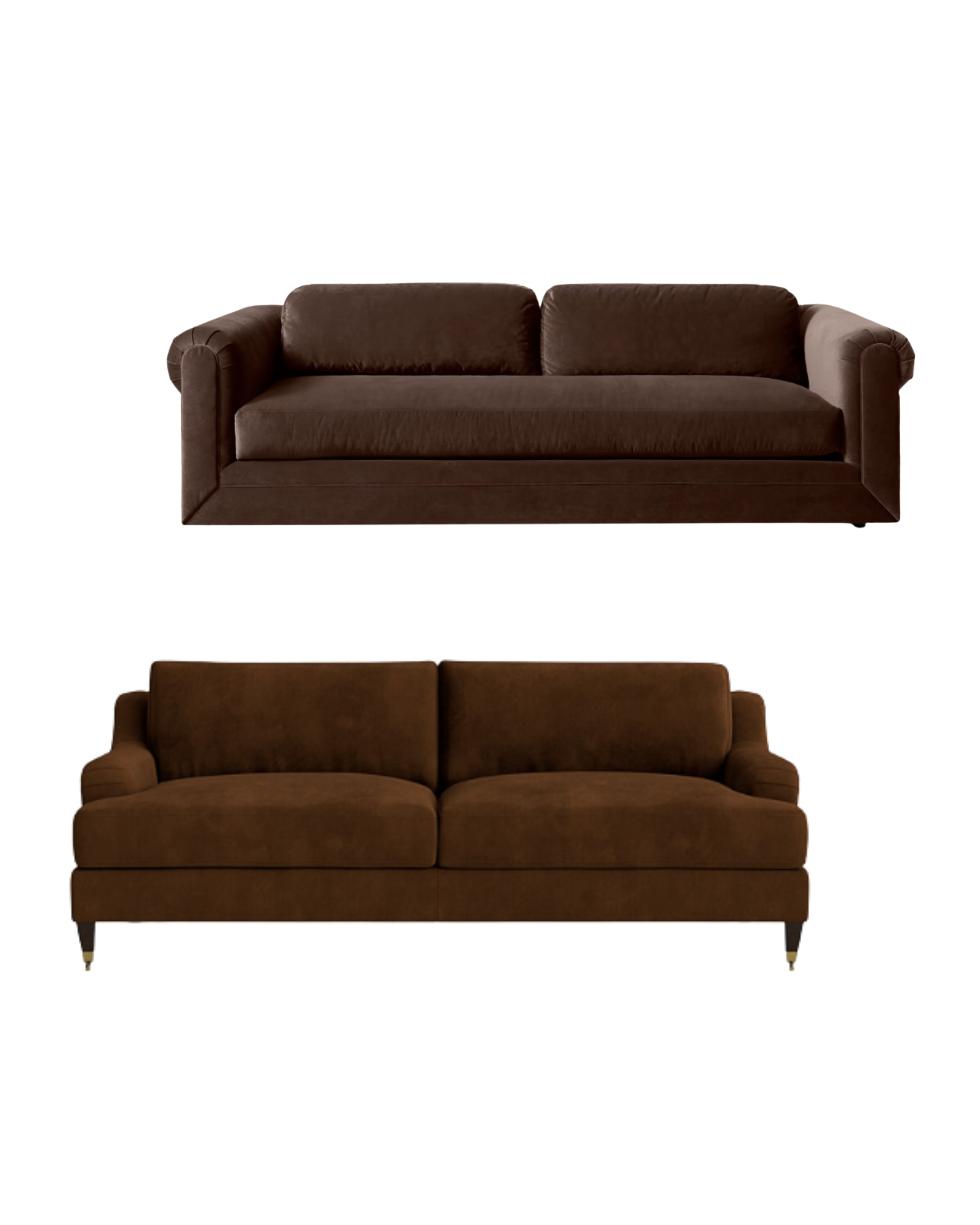Additional sofa options — cognac and deep brown upholstered seating