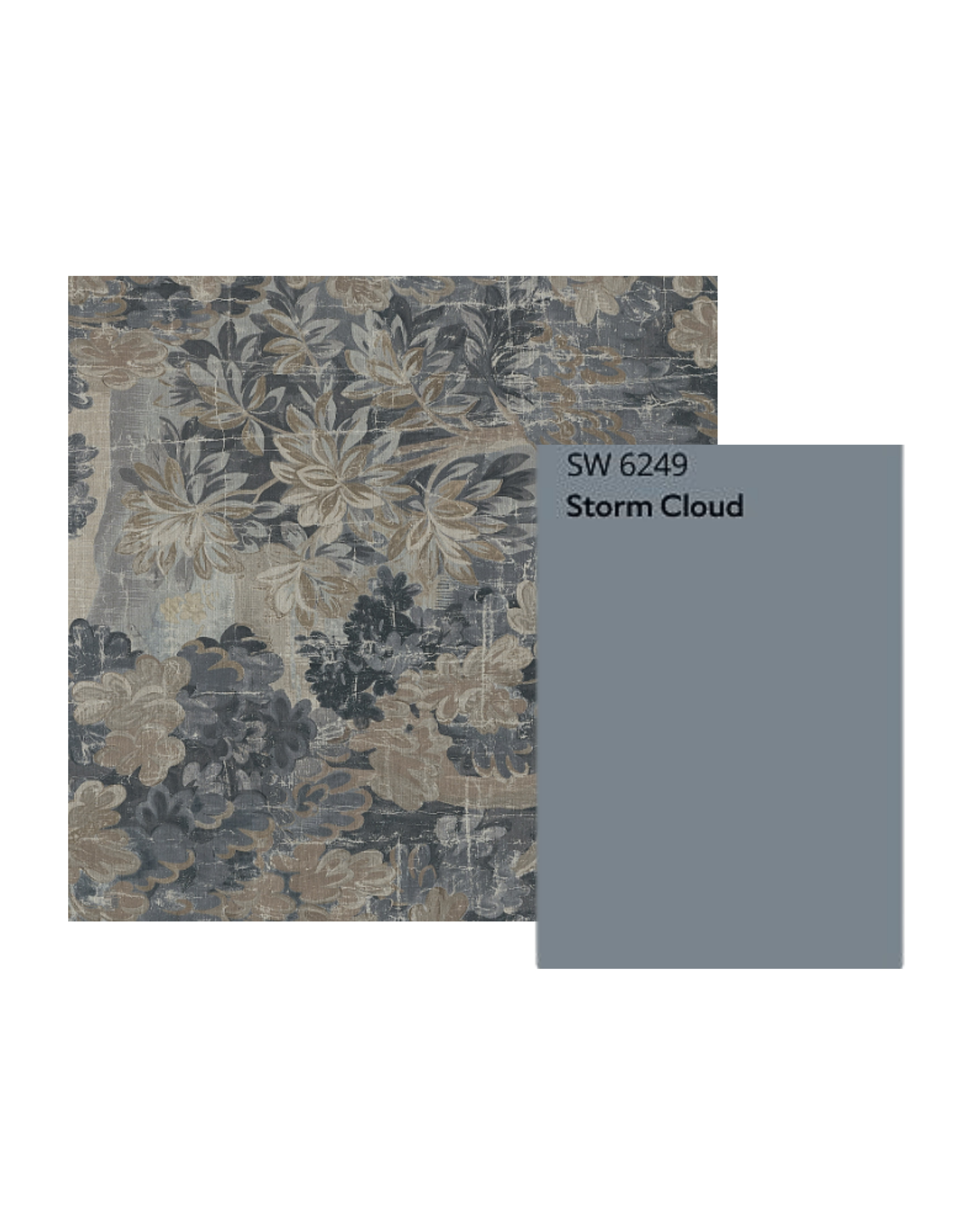 Direction B — Roman shade and wallpaper with Storm Cloud SW6249 paint